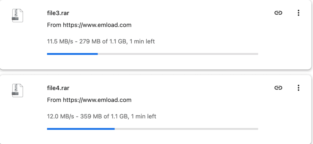 Emload・Chromeでの2ファイル並列ダウンロード再測定23.5MB/s