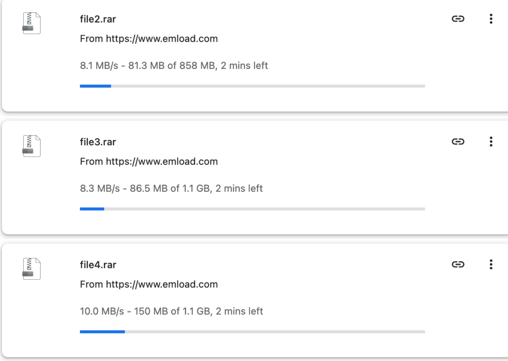 Emload・Chromeでの3ファイル並列ダウンロード再測定26.4MB/s