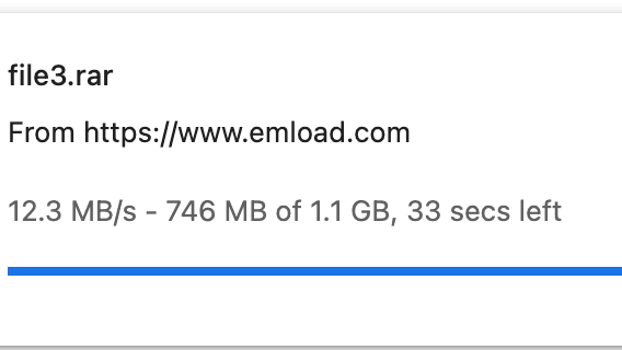 Emloadプレミアム・Chromeでの単一ファイルダウンロード速度12.3MB/s